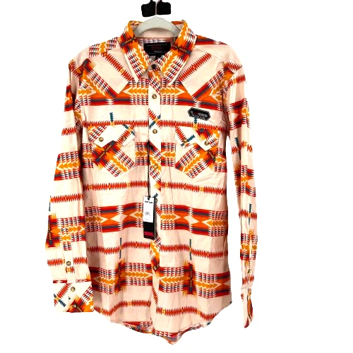 NEW Rock & Roll Denim Southwestern Sawtooth Pearl Snap Shirt Men's Med Western