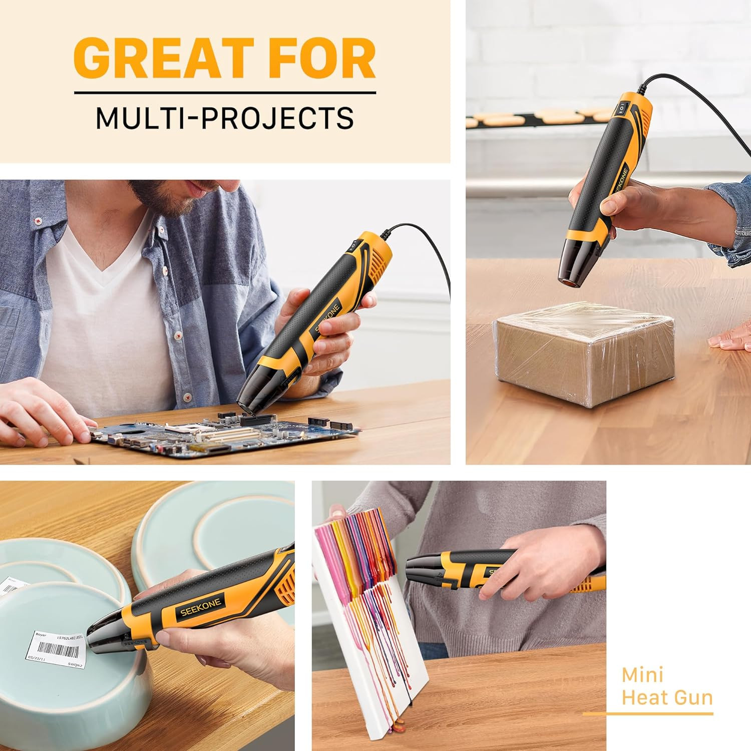 Mini Heat Gun, 350W 2-Temp Settings 500℉ & 842℉（260℃& 450℃） Fast Heat Hot Air Gu