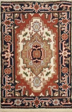Ivory Wool Tribal Traditional Foyer Rug 2x3 Hand-knotted Geometric Oriental Rug