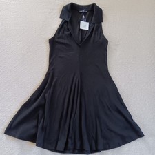 zara lapel collar flare dress black large minimal tennis sporty 90s clean