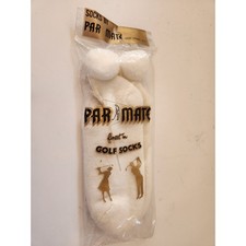 Vtg Acrylic White Par Mate Womens golf socks sz 8.5-11Pom Pom Balls NIP