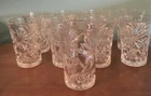 Vtg 9 Anchor Hocking, EAPG Star Of David, Clear Glass, 4oz Juice Glasses,