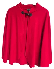 Harve Benard By Benard Holtzman Women's Wool Viscose Poncho Wrap Cape Size L Red