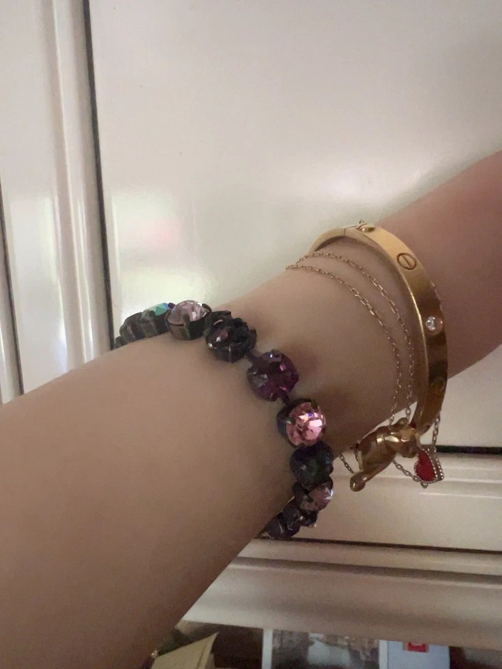 Orig $350 欧洲多宝石网球手链彩虹珠宝 SWAROVSKI 手工制作 — 第 3/4 张图片