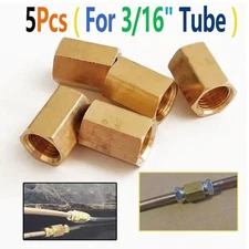 3/8"-24 Thread Inverted Brass Flare Union For 3/16" Brake Line Tubing (5Pcs/Set)