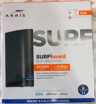 ARRIS Surfboard G34 DOCSIS 3.1 Wi-Fi 6 AX3000 Cable Modem Router Combo - OpenBox