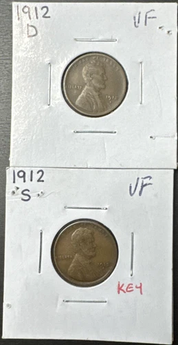 1912 D & S Lincoln Wheat Cents -- VF