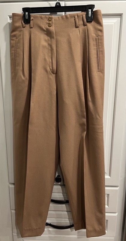 Rafaella Brown Pleated Stretch Dress Pants 100% Wool Size 8