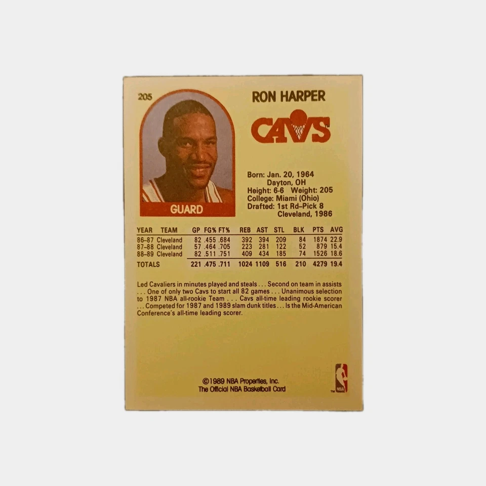 Ron Harper #205 1989 Hoops Cleveland Cavaliers - Image 2 of 2