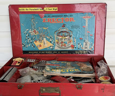 Vintage AC Gilbert Erector Set 10 1/2 Amusement Park Set Red Box Metal AS-IS