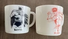 2 Vintage 1966 Westfield Milk Glass Coffee Mugs, Batman & Robin Set.