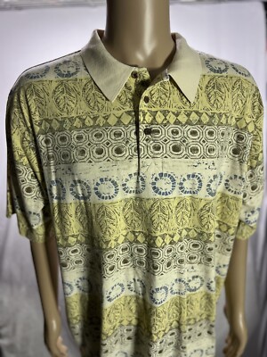 Greg Norman Collection Mens Golf Polo Shirt Multi Colored Yellow Sz XL