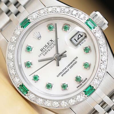 ROLEX LADIES DATEJUST 69174 MOTHER OF PEARL 18K GOLD SS DIAMOND