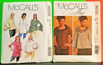 McCall 5049 5761 Flower Bow Collar Jacket,Hippie Button Blouse Sewing Pattern-FF