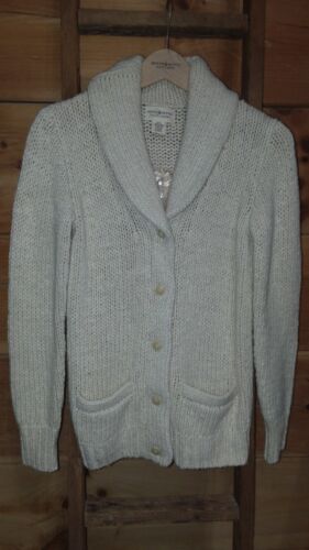 "Cardigan ""nuovo con etichette"" Ralph Lauren fornitura denim X piccolo lana naturale/seta al dettaglio $145" - Foto 1 di 6