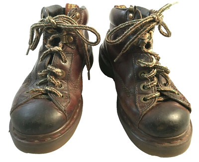 Dr. Martens Doc 8287 Sz 3 Brown Leather Ankle Boots Padded Collar England AW004