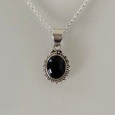 Silber-Kette Onyx verziert - Onyx - Stern - oval - Silber 925 - MA ST - Collier