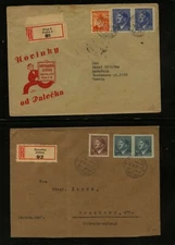 Bohemia  Moravia  2  registered covers, one with  ad  Hitler stamps     KL0228