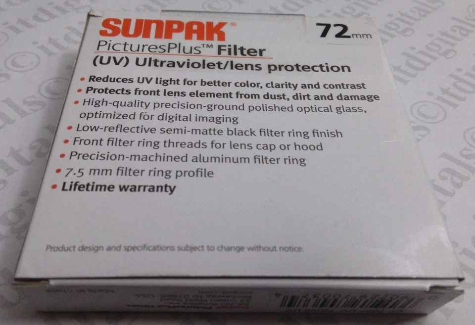 72mm UV Ultraviolet Lens Protection Filter Safety Protector 72 mm CF-7037-UV New - Image 2 of 4