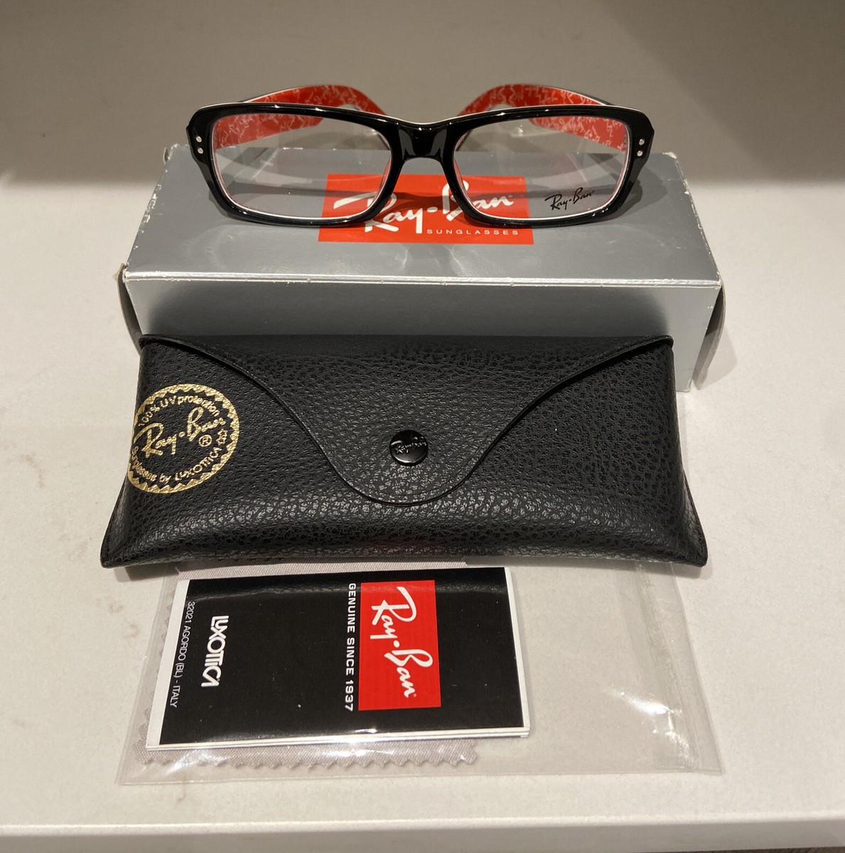 RAY-BAN RB5223 2479 Optical Frames Black on Top with Red White - Main Image