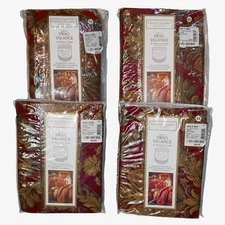 Croscill Imperial Empress Drapes 4 Count Swag Valences Red Gold Fringe 44X25 NOS