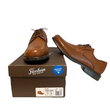 Florsheim Wilder Oxford Shoes Genuine Leather Cognac Comfort Preppy Business NEW
