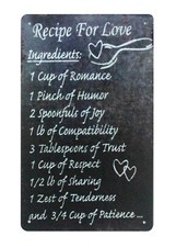 Recipe For Love tin metal sign garden outdoor wall art