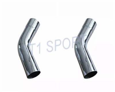 2PCS Chrome 5'' inch ID/OD 45 Degree Exhaust Elbow Pipe - 12'' inch Arms Tailpipe