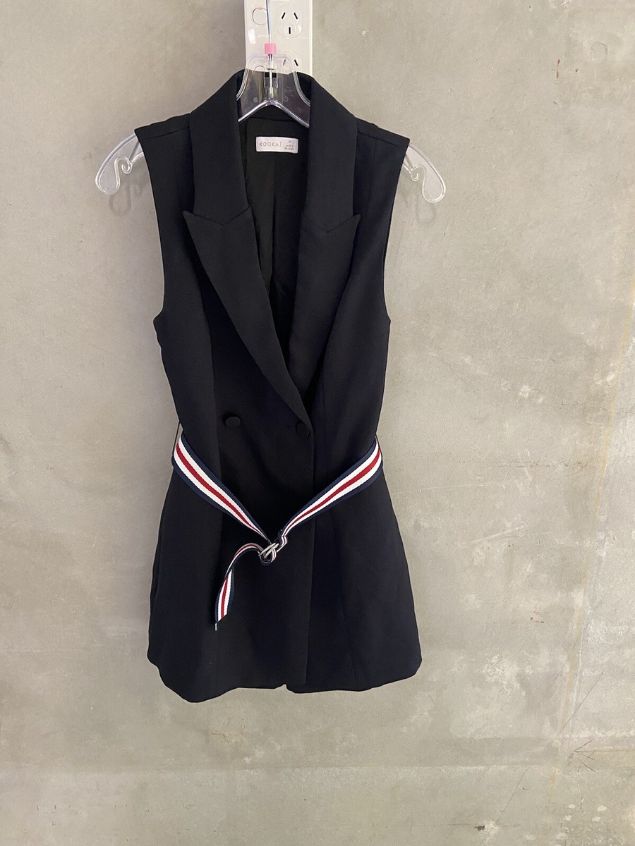 Kookai Ribbon SLEEVELESS Playsuit Black Colour Sz 34 (k30ACC360
