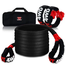 30ft Kinetic Recovery Tow Rope 48000lbs Heavy Duty Energy Rope + 2 Soft Shackles