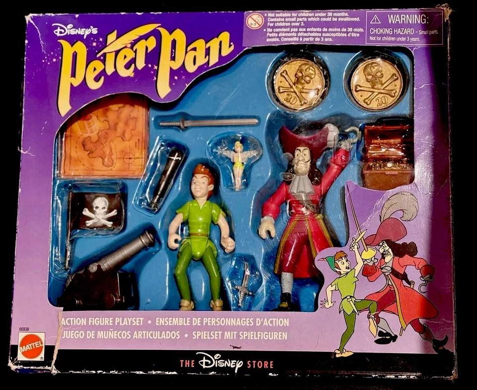 Juego de figuras de acción vintage Mattel Disney Peter Pan tienda 1997 gancho Campanilla Foto 2 de 4