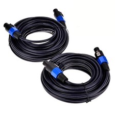 2Pack 50 ft Male Speakon to Speakon Cables, Professional 12 Guage AWG Audio C...