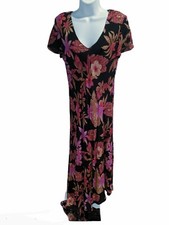 Position Attitude Black Floral Bias Cut Dress Size 10