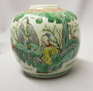 Chinese Antique ginger jar/ boys/ garden / elderly / butterflies / unmarked