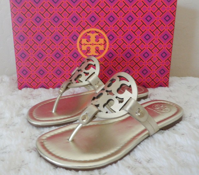 Tory Burch Miller Metallic Leather Spark Gold Sandals Size 7 Dust Bag for sale online | eBay