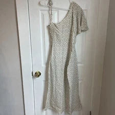 Mirae Paris polka dot midi dress EU 38 asymmetrical party cocktail evening