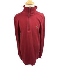 Polo Ralph Lauren 1/4 Zip Red Youth Boys Long Sleeve Pullover Sweater Medium