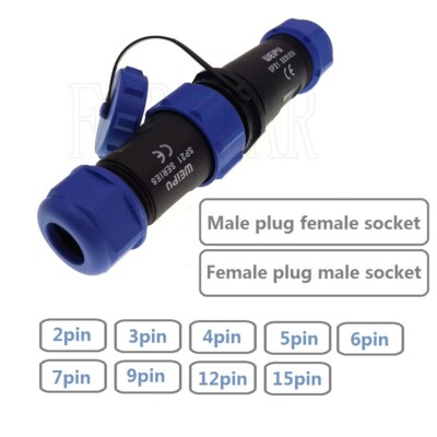 IP68 SP21 2 3 4 5 6 7 9 12 15pin Waterproof Connector WEIPU Aviation Plug-Socket