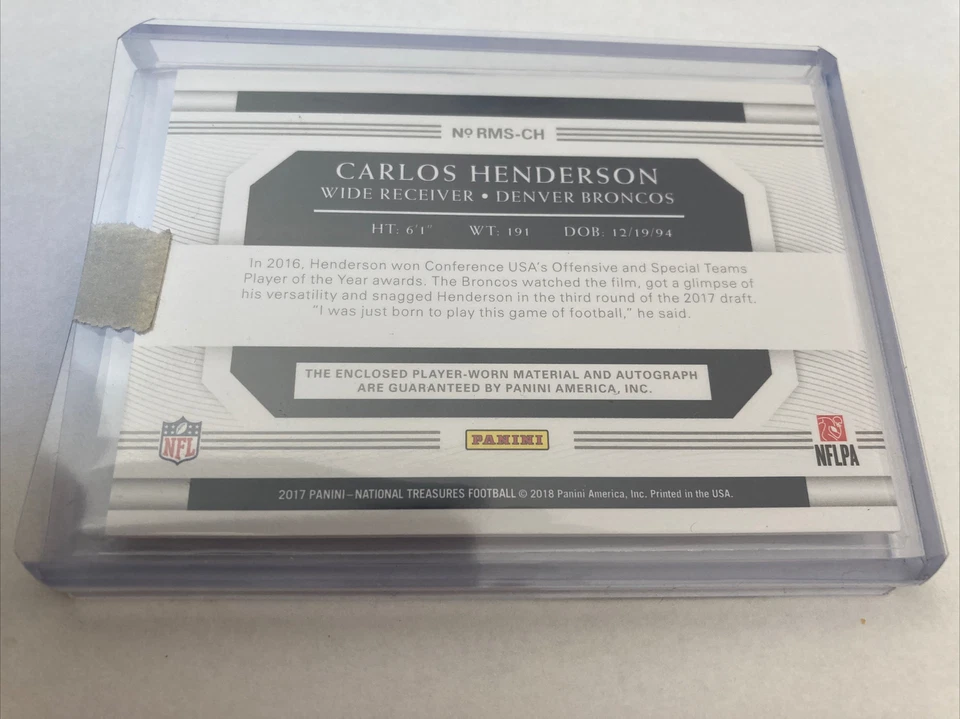 2017 NATIONAL TREASURES AUTO AUTOGRAPH JERSEY PATCH CARLOS HENDERSON RC #62/99 - Image 2 of 2