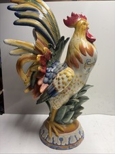 Fitz & Floyd Ricamo Ceramic Rooster Figurine Farmhouse Inspired Hand Painted