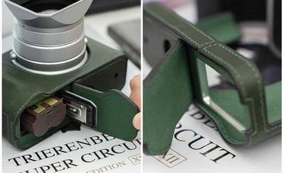 Fujifilm GFX100RF Camera Strap Genuine Leather Green Adjustable