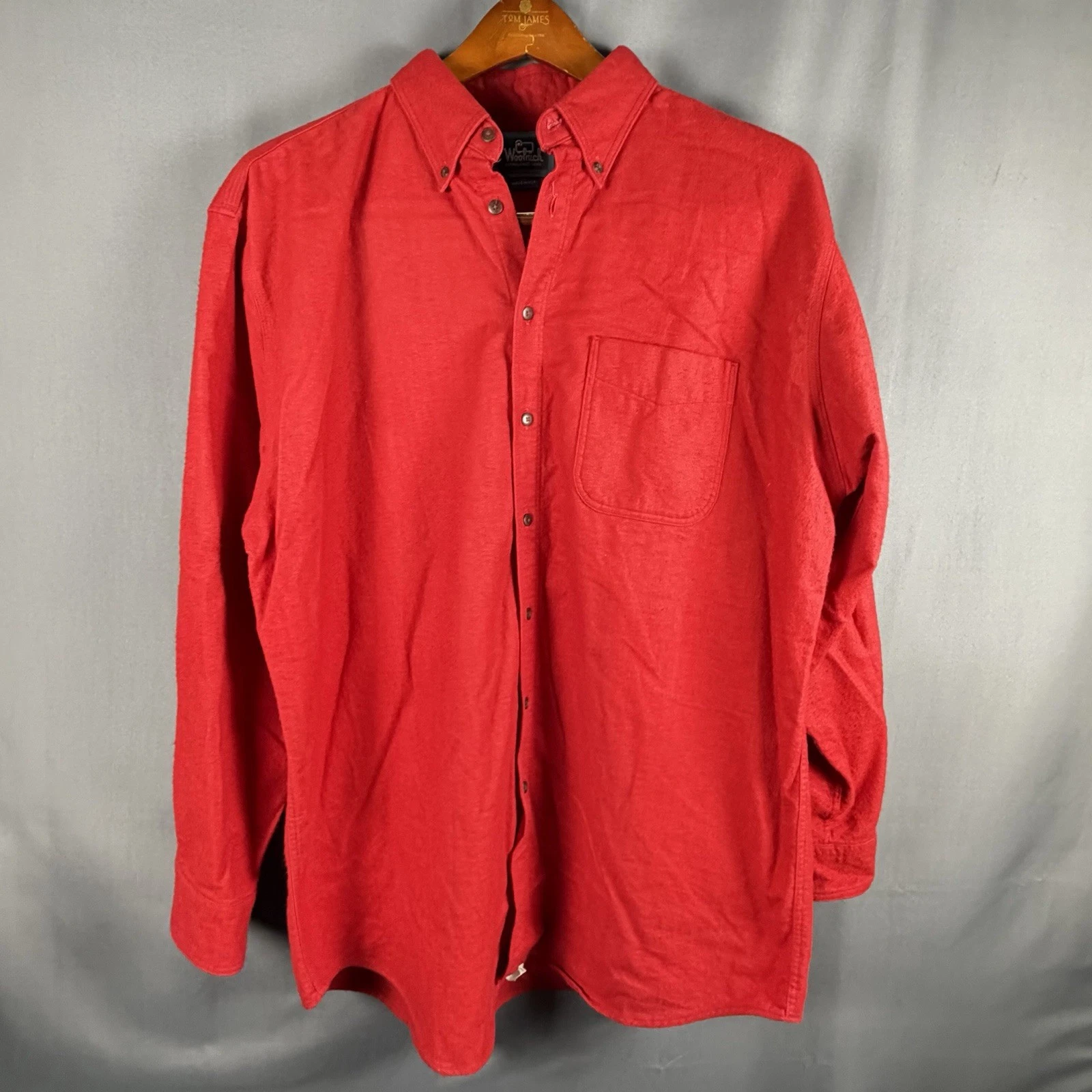 Vintage Woolrich Mens XL Flannel Shirt Red 100% Cotton USA Button Up