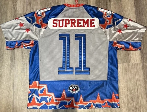 Maillot de football Supreme Stars SS25 bleu royal rouge gris taille extra large épuisé