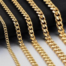 Cuban Chain Curb Necklace Men Women Punk Surgical Stainless Steel Link 3-11mm