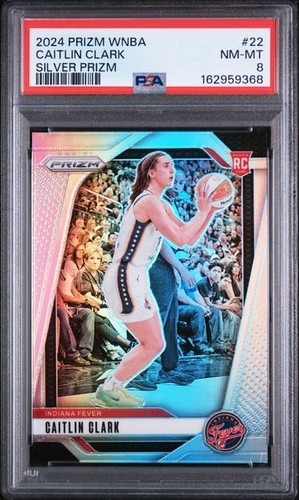 2024 PANINI PRIZM WNBA #22 CAITLIN CLARK SILVER PRIZM ROOKIE PSA 8