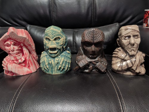 Mondo Tee-ki’s Universal Monsters Wolfman, Mummy, Creature, Phantom Tiki Mug Lot