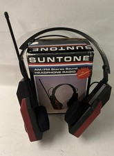 1990 Vintage SUNTONE AM FM Stereo Sound Headphone Radio Foldable Antenna