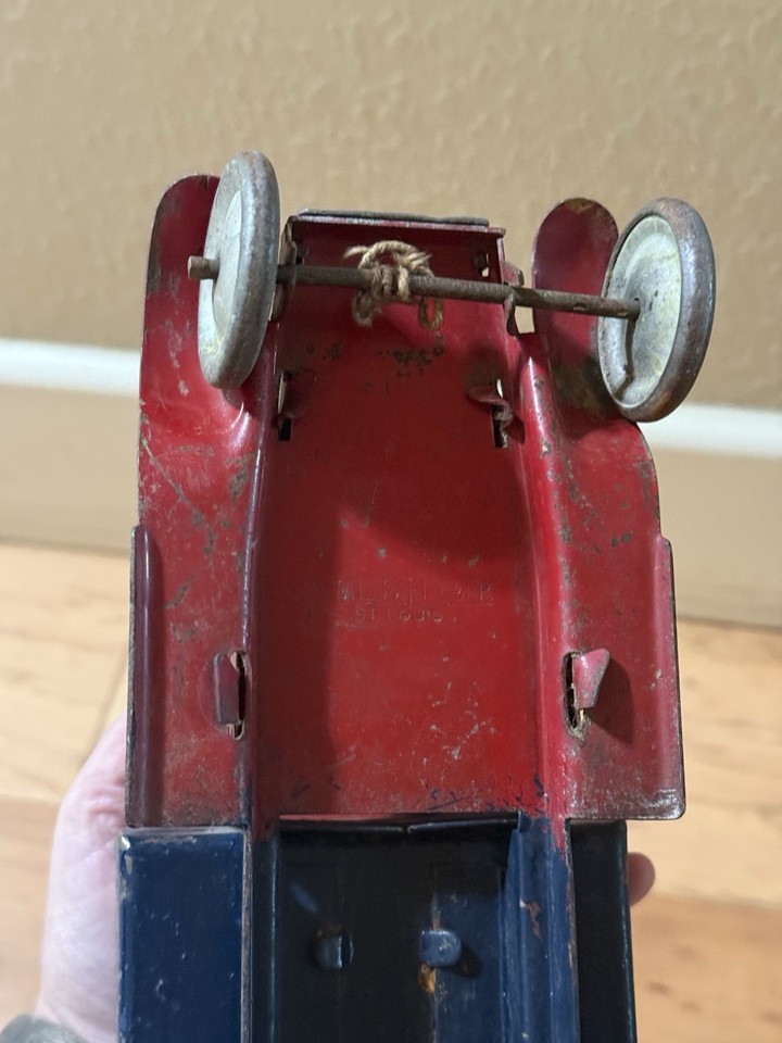 ANTIQUE VINTAGE METALCRAFT STEELCRAFT PRESSED STEEL STAKE BED TRUCK TOY ...