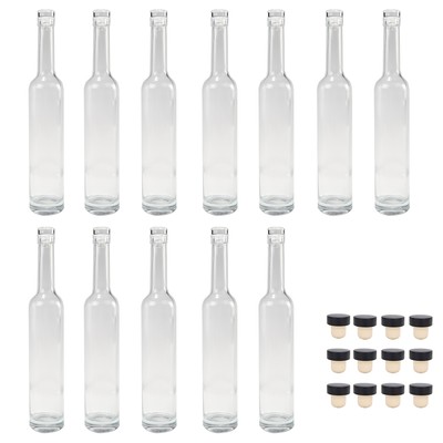 12X 500ml Tall Boy Whiskey Bottles- Glass Cork & Extra Black Cork Home Brew