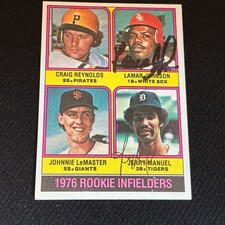 autographed  1976 Topps rookies w/ LAMAR JOHNSON & JERRY MANUEL       .  #AXL